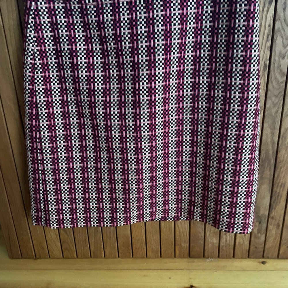 Ann Taylor Red and White Midi Pencil Skirt